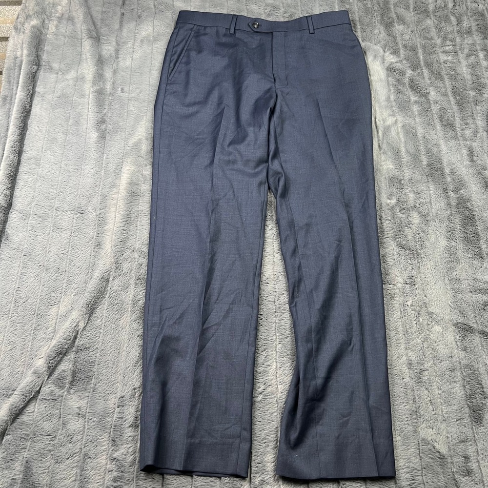 Tommy Hilfiger Mens Navy Blue Wool Blend Stretch Dress Pants Trousers 33x30